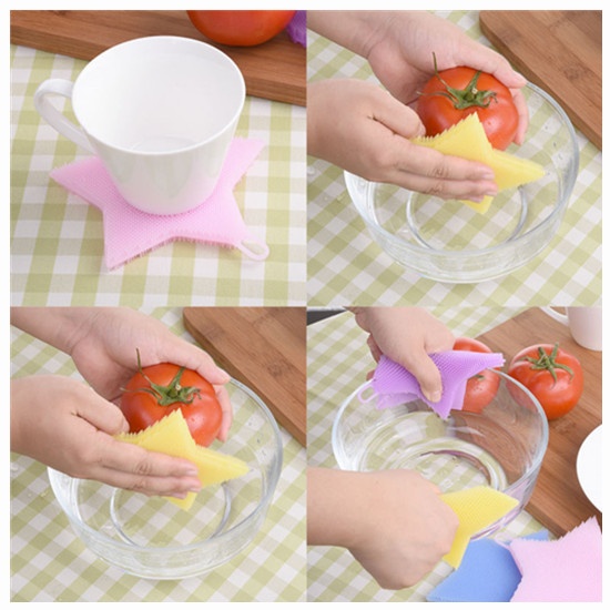 Silicone Eco Scrubber Dish Wash Cloth Dirt Cleaning for Kitchen