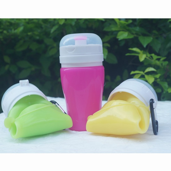 Kids  Collapsible Foldable Silicone Sports Water Bottle Camping Canteens